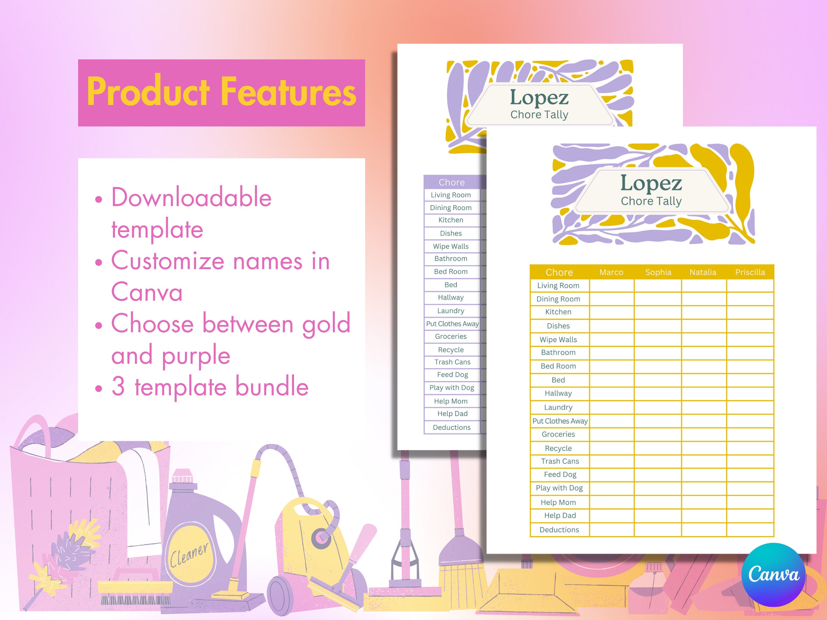 Kid's Chore Chart Templates - Etsy