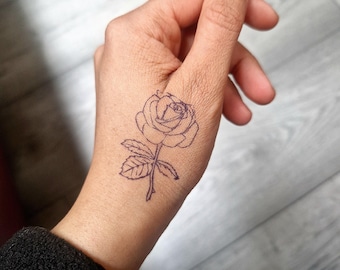 Tatuaje semipermanente natural, tatuaje de gel de jagua, tatuaje de rosa, tatuaje temporal de henna de jagua, tatuajes de tinta de jagua para dedos