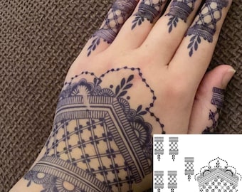 Tatuaje semipermanente natural de gel de jagua, tatuaje adhesivo de red nupcial, tatuaje temporal de henna de jagua, tatuaje temporal de tinta de jagua