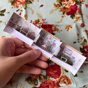 Custom Made Mini Pop Up Dollhouse - Mini Pop Up Book - Miniature House - Handmade - Hand Painted - Paper Craft - Halloween - Special day