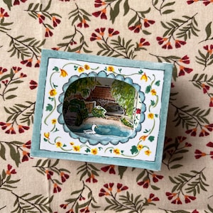 Custom Made Pop up Card - Miniature Tunnel book - Paper Craft - Greeting Card - Handmade - Hand Painting - Wedding Gift - Paper Room Decor
