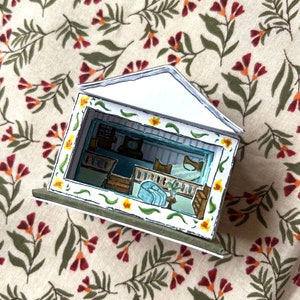 Casa in miniatura di carta su misura - Artigianato di carta - Mini casa delle bambole - Fatto a mano - Dipinto a mano - Disegno a mano - Fai da te - Decorazione per la casa - Carta
