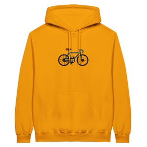 Fahrrad bestickter Hoodie, Fahrrad Hoodie, klassisches Fahrrad bestickt, Geschenk für Fahrradliebhaber Gold