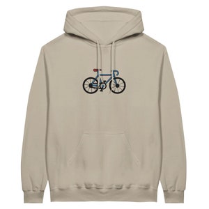 Fahrrad bestickter Hoodie, Fahrrad Hoodie, klassisches Fahrrad bestickt, Geschenk für Fahrradliebhaber Sand