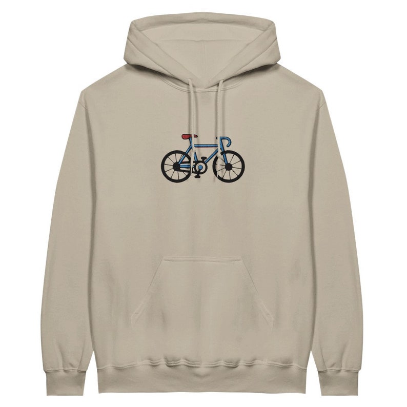 Fahrrad bestickter Hoodie, Fahrrad Hoodie, klassisches Fahrrad bestickt, Geschenk für Fahrradliebhaber Sand