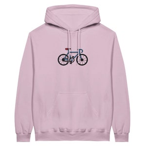 Fahrrad bestickter Hoodie, Fahrrad Hoodie, klassisches Fahrrad bestickt, Geschenk für Fahrradliebhaber Light Pink