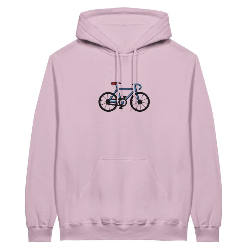 Fahrrad bestickter Hoodie, Fahrrad Hoodie, klassisches Fahrrad bestickt, Geschenk für Fahrradliebhaber Light Pink