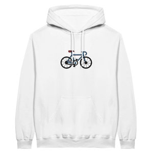 Fahrrad bestickter Hoodie, Fahrrad Hoodie, klassisches Fahrrad bestickt, Geschenk für Fahrradliebhaber White