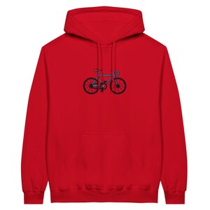 Fahrrad bestickter Hoodie, Fahrrad Hoodie, klassisches Fahrrad bestickt, Geschenk für Fahrradliebhaber Red