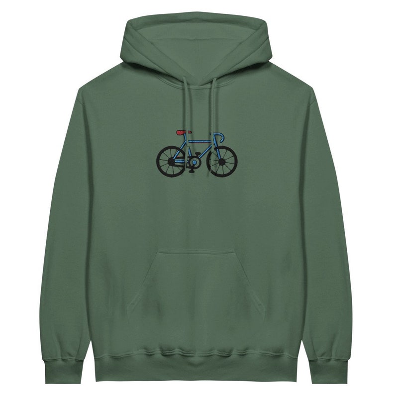 Fahrrad bestickter Hoodie, Fahrrad Hoodie, klassisches Fahrrad bestickt, Geschenk für Fahrradliebhaber Military Green