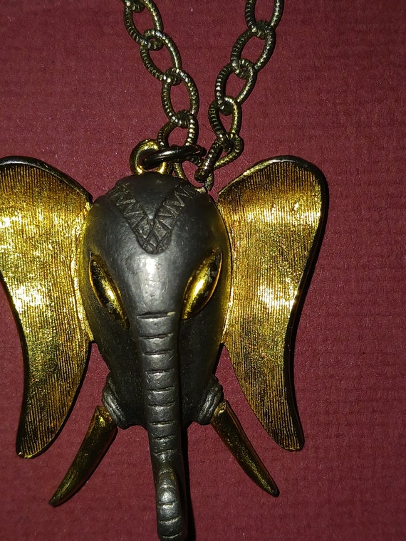 Vintage Marked "Razza" Gold/Silver Tone Elephant … - image 3