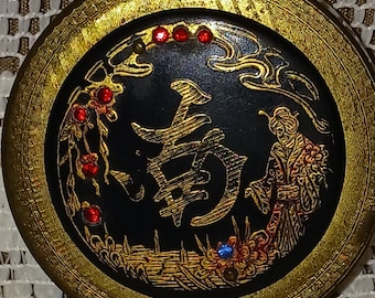 Wrist Chain Dance Compact-Oriental Design-1900-1920's Era