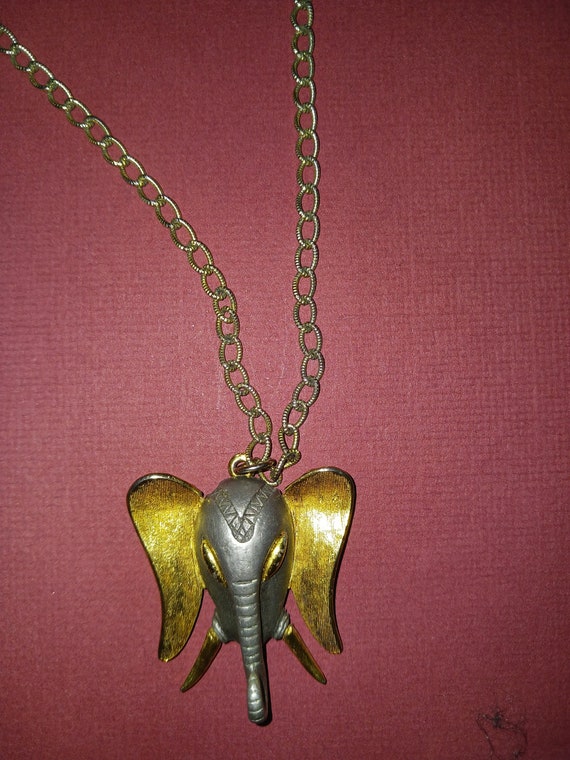 Vintage Marked "Razza" Gold/Silver Tone Elephant … - image 1