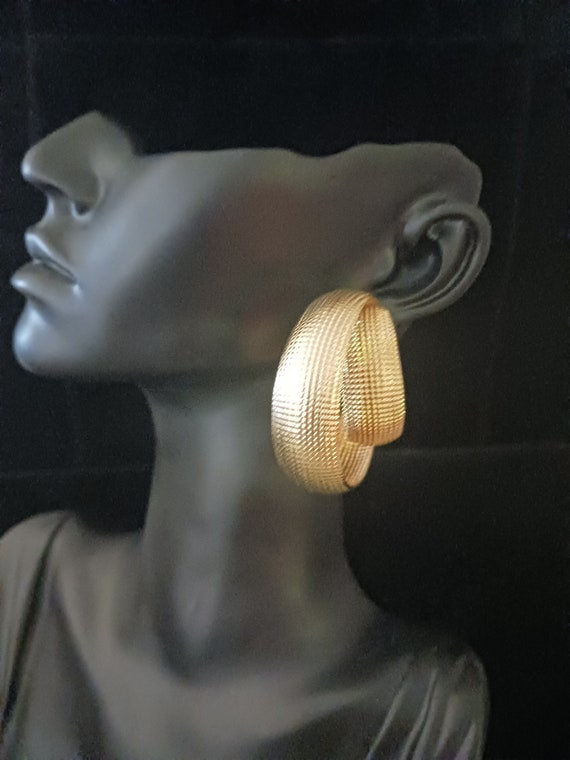 Large Double Hooped Gold Tone Earrings