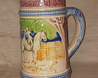 German WWII Beer Stein with Unique Pastel Colors-Fox Chase