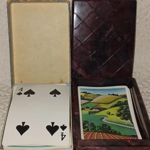 Scatola porta carte da gioco in plastica Sears, Roebuck and Co. Tower e porta carte in bachelite - anni '40