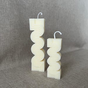 Wavy Ribbed Pillar Candle | Decorative Candle |  Handmade | Modern Aesthetic | Centerpiece Decoration | Unique Gift | Soy Wax | Minimalist