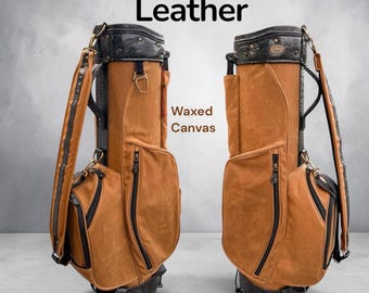Stand bag canvas leather top Carry Design Real Leather Trim & Waxy Canvas.6.5 lbs 35”x8.5x11