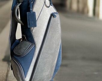Leather Golf Bag: Luxury golf gift Travel cart bag(36x17x11)all leather