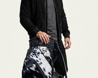 Hairon Hide, Black N White Cart Bag, *headcover Sold Separately