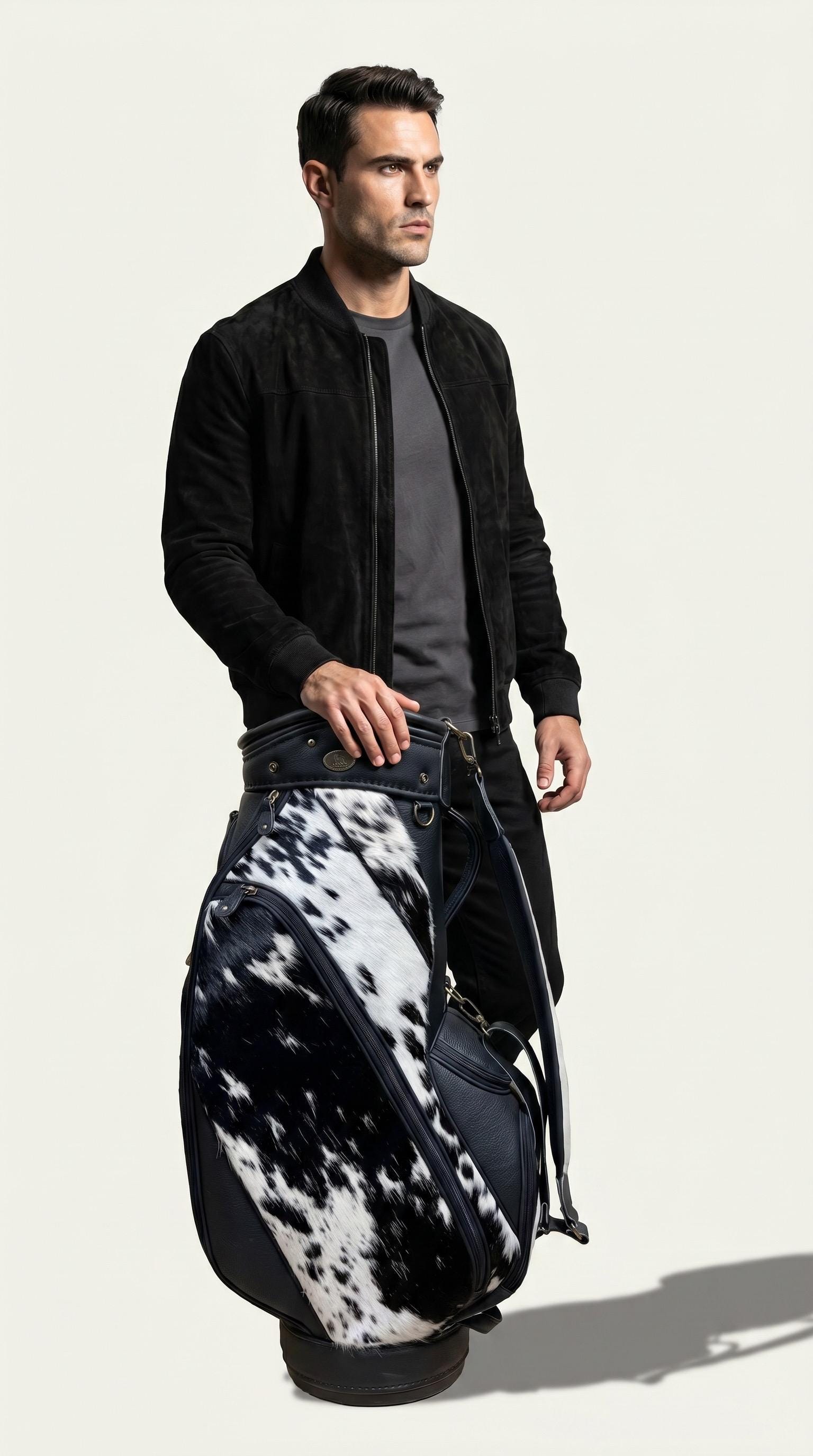 Hairon Hide, Black N White Cart Bag, *headcover Sold Separately