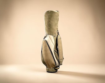 Golf bag leather in Nubuck Suede Tri-Color Handmade medium cart golf bag