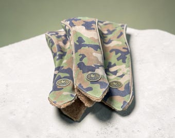 Camo Suede Golf Head Cover Set, 3 covers,Leather Driver, 3 & 5 Wood and Putter