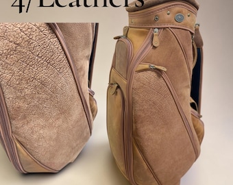 Leather Golf Bag Water tanned for natural grain cow leather.Burnt Orange