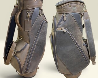 Leather Golf bag Tabac “Sun Shade”Tan Leather Cowskin