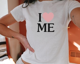 I Love Me Crop Top, Self Love Baby Tee, Baby Tee Y2K, Y2K Clothing, 90s Baby Tee, Funny Crop Top, Funny Baby Tee, 2000s Clothing, Y2K Tank