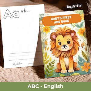 Baby Shower ABC, Baby&#39;s First ABC Book, Coloring Alphabet, Baby Shower Coloring Pages, First Alphabet Book, ABC Blank Version, Matching Sign