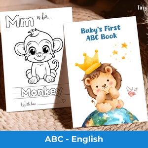 Baby Shower Coloring Cards, Matching Activity Sign Included, Baby Shower Coloring Book, Baby&#39;s First ABC Book, Alphabet Coloring Pages