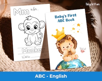 Baby Shower Coloring Cards, Matching Activity Sign Included, Baby Shower Coloring Book, Baby's First ABC Book, Alphabet Coloring Pages