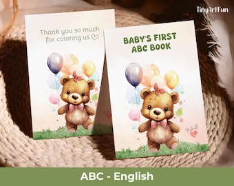 Babyshower ABC, Baby's Eerste ABC-boek, Babyshower Kleurplaten, Bijpassend Activiteitenbord, Eerste Boek Alfabet, Kleurplaten Alfabet, Kleurplaten Alfabet