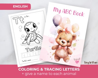 ABC Coloring Book | Alphabet Coloring Pages | Animal Alphabet | Preschool ABC Pages | Preschool Alphabet | Diy Baby Book | ABC Tracing