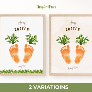 Easter Footprint Art, Easter Printable, First Easter, Carrot Footprint, Kids’ Footprint Keepsake, Easter gift footprints, Kids Toddler Baby