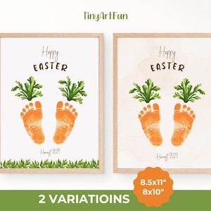 Oster-Fußabdruck, Ostern bedruckbar, Karotten-Fußabdruck, Kinder-Fußabdruck-Andenken, Ostergeschenk-Fußabdrücke, Kinderkleinkind-Baby