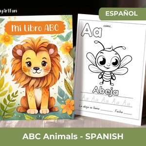 ABC Book in Spanish, Animal Alphabet in Spanish, Printable Spanish ABC, Alphabet Coloring Book Printable, Homeschool Spanish Alphabet, Kids