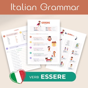 Learn Italian Language, Italian For Kids, Italian Language Learning, Italian Grammar, Verbo Essere, Verb To Be in Italian, Lingua Italiana