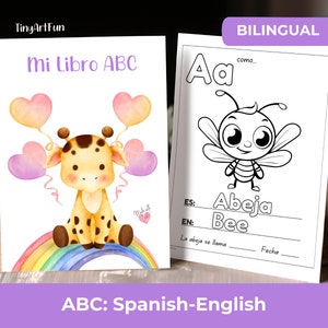 Bilingual Coloring ABC Book in Spanish and English, Alfabeto en Español, ABC Book in Spanish, Homeschool Spanish, ABC Coloring Spain