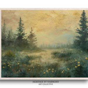 Meadow Landscape Painting | Vintage Farmhouse Printable Wall Art | Digital Download | #L010