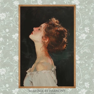 Woman Portrait Painting | Printable Wall Art | Vintage Dark Academia | Impressionism Art | French Wall Art | Woman Decor | Digital #P010