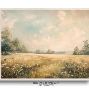 Spring Meadow Landscape Painting | Vintage Farmhouse Printable Wall Art | Digital Download | #L009