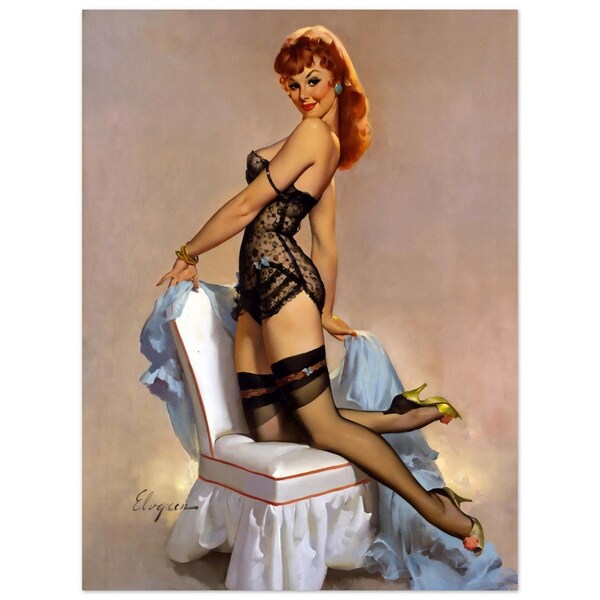 Vintage Gil Elvgren Print, Art PRINT, Vintage Decor, Vintage Art Print, Elvgren Girl,"The Art of Seduction'' Original Pin Up Vintage Print