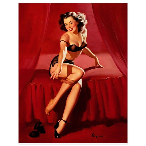 Vintage Gil Elvgren Print, Art PRINT, Vintage Decor, Vintage Art Print, Elvgren Girl,"The Art of Seduction'' Original Pin Up Vintage Print