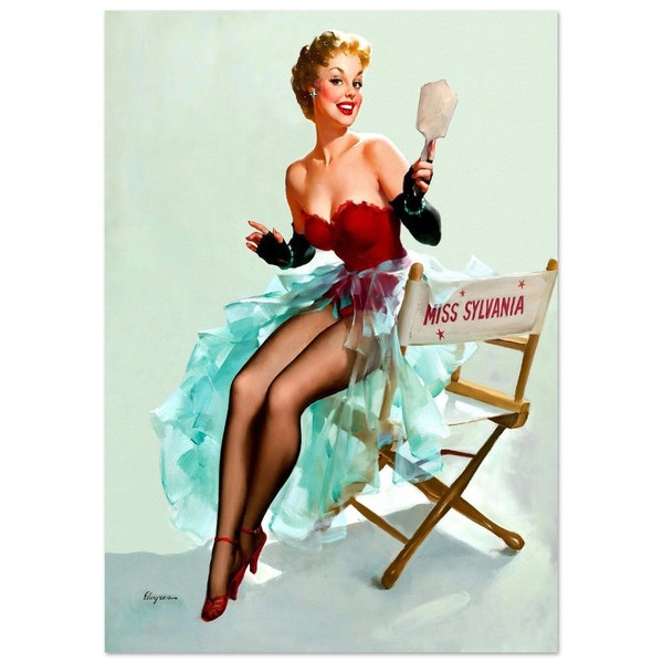 Vintage Gil Elvgren Print, Art PRINT, Vintage Decor, Vintage Art Print, Elvgren Girl,"The Art of Seduction'' Original Pin Up Vintage Print