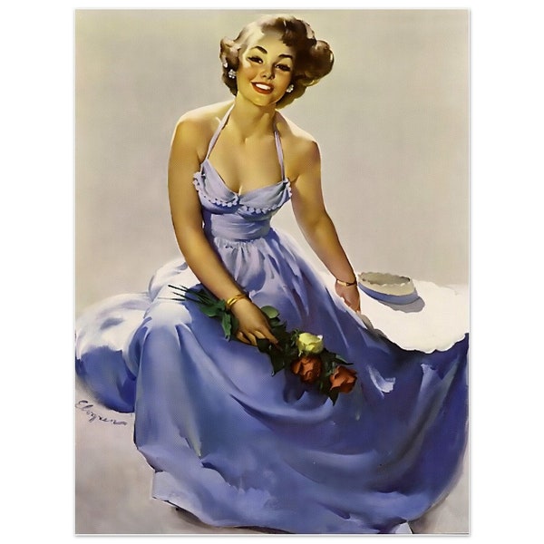 Vintage Gil Elvgren Print, Art PRINT, Vintage Decor, Vintage Art Print, Elvgren Girl,"The Art of Seduction'' Original Pin Up Vintage Print