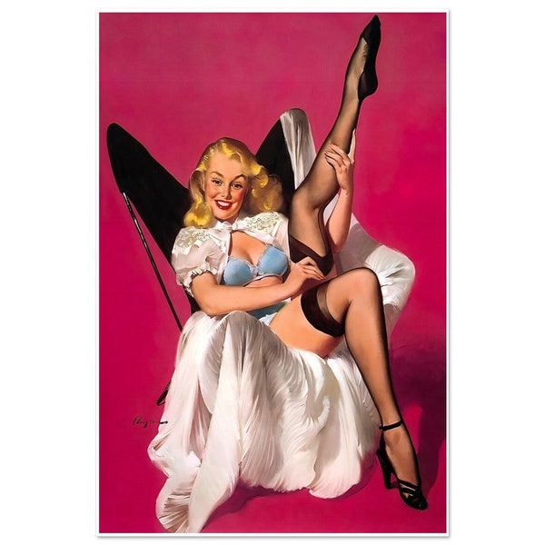 Vintage Gil Elvgren Print, Art PRINT, Vintage Decor, Vintage Art Print, Elvgren Girl,"The Art of Seduction'' Original Pin Up Vintage Print