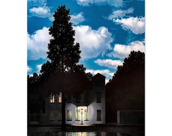 Rene Magritte Vintage Art Exhibition Print, Magritte The Empire of Light Art Poster, L'Empire des Lumières Affiche, High Quality Art Print