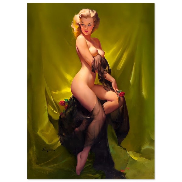 Vintage Gil Elvgren Print, Art PRINT, Vintage Decor, Vintage Art Print, Elvgren Girl,"The Art of Seduction'' Original Pin Up Vintage Print